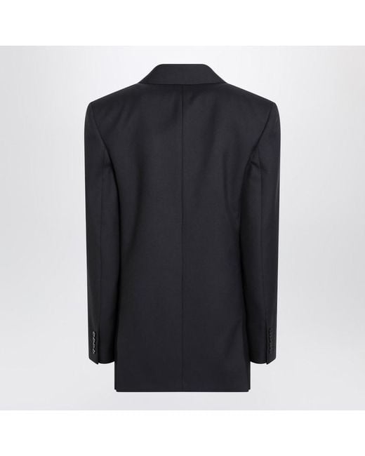 Manteau Long Marine En Gabardine De Laine Saint Laurent en coloris Blue