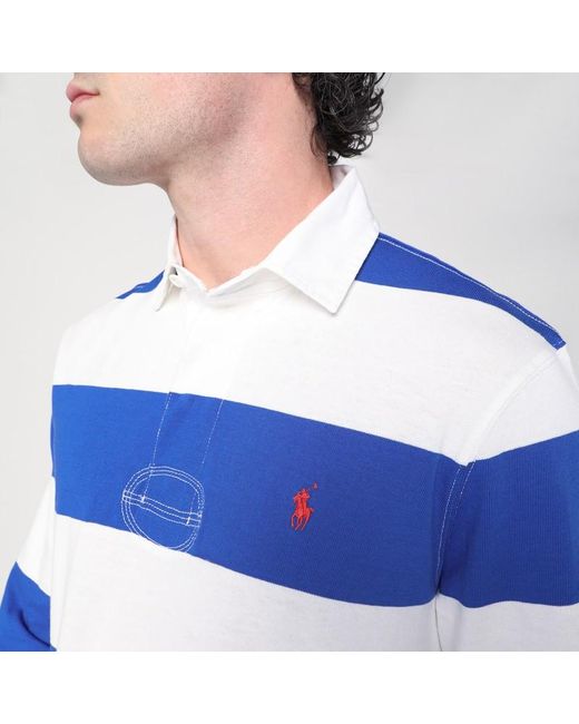 Polo a righe bianche/ elettrico in cotone di Polo Ralph Lauren in Blue da Uomo