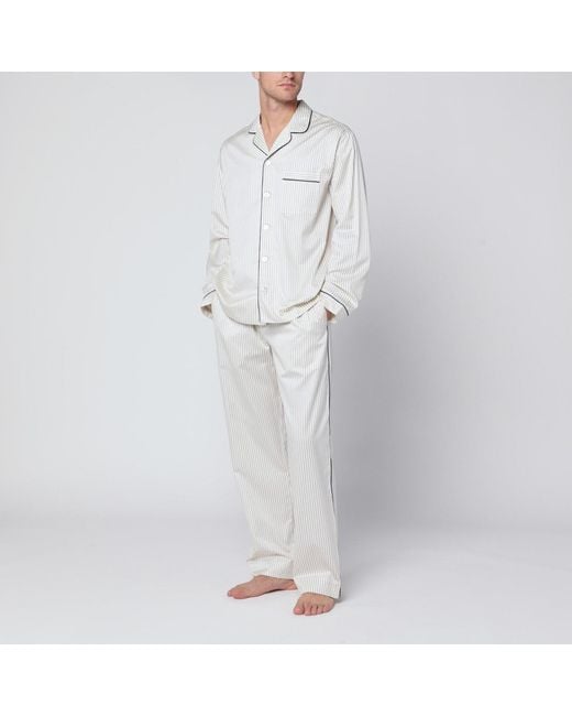 Tekla White And Striped Pyjama Trousers for men