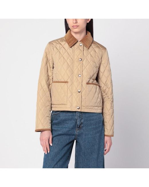 Burberry Blue Gesteppte Cropped-Jacke Aus Nylon