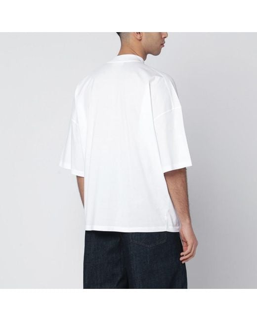 T-shirt ampia bianca in cotone di Jil Sander in White da Uomo
