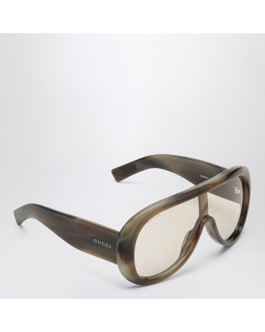 Gucci Brown Light Tortoiseshell Rectangular Sunglasses