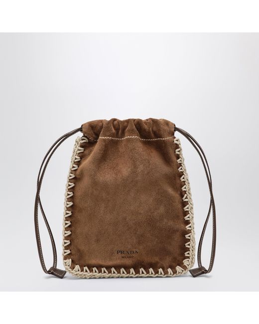 Prada Brown Cocoa Suede Smartphone Holder
