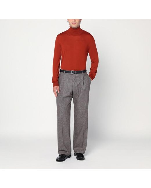 Saint Laurent Roter Rollkragenpullover Aus Wolle in Red für Herren