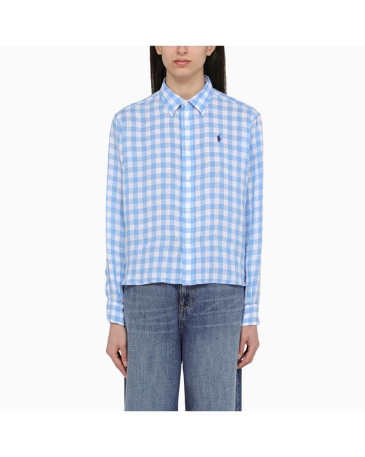 Polo Ralph Lauren White/blue Linen Checked Shirt