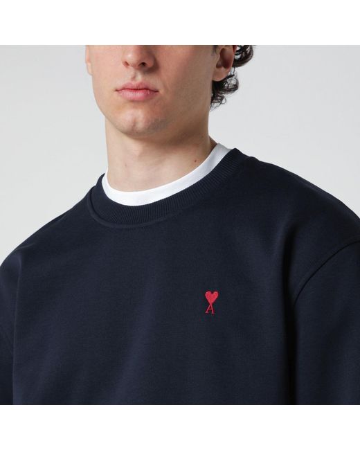 AMI Blue Ami De Coeur Midnight Sweatshirt for men