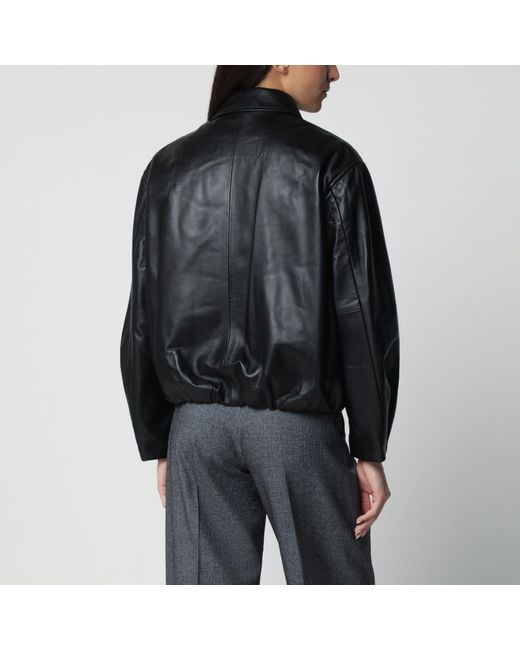 Arma Black Melis Leather Bomber Jacket