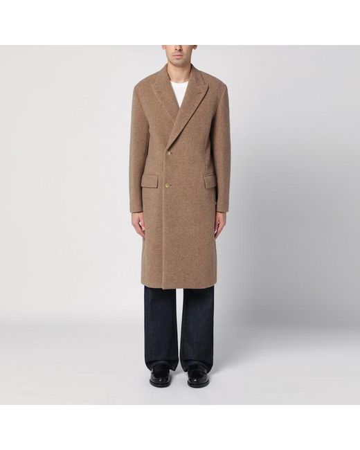 Cappotto doppiopetto beige in lana di Auralee in Natural da Uomo