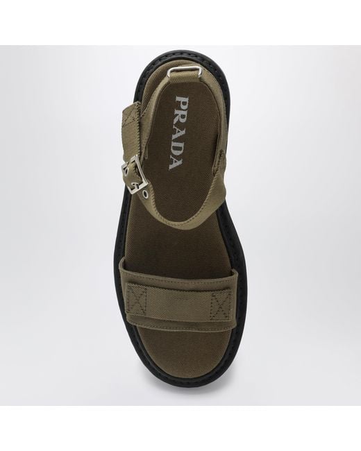 Prada Green Military Canvas Sandals