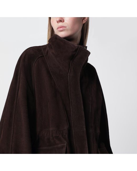 Nour Hammour Black Mocha Quai Fluid Suede Jacket