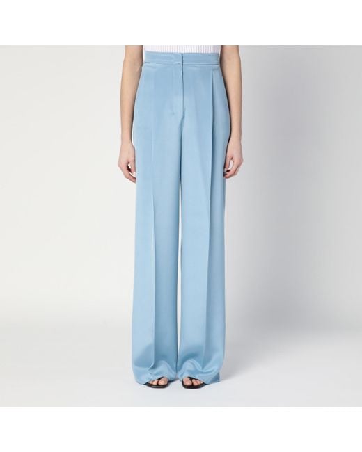 Max Mara Blue Pianoforte Wide-Leg Sky Trousers