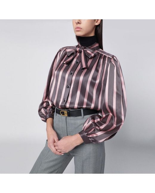 Valentino Red Striped Crepe De Chine Shirt