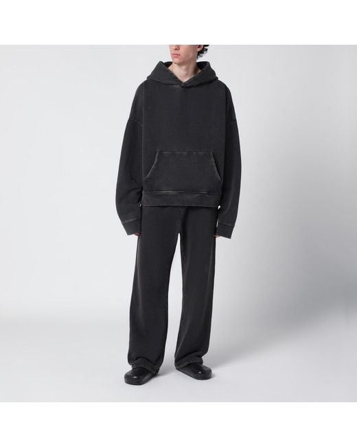 Entire studios Washed Black Cotton Jogging Trousers for men