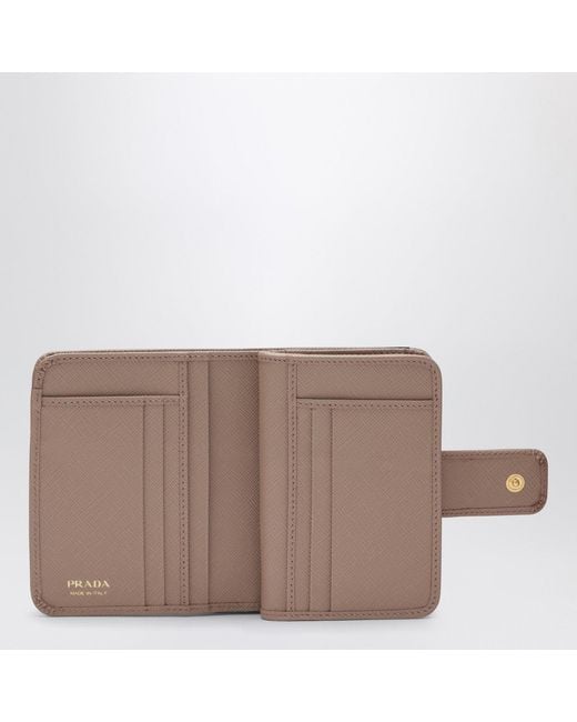Prada Brown Small Powderpink Saffiano Wallet
