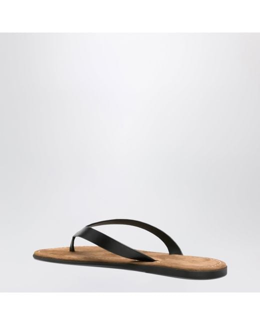 The Row Brown Leather Flip-Flops