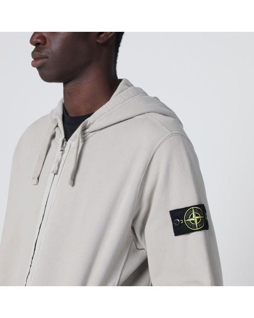 Stone Island Gray Pearl Zip Sweatshirt for men