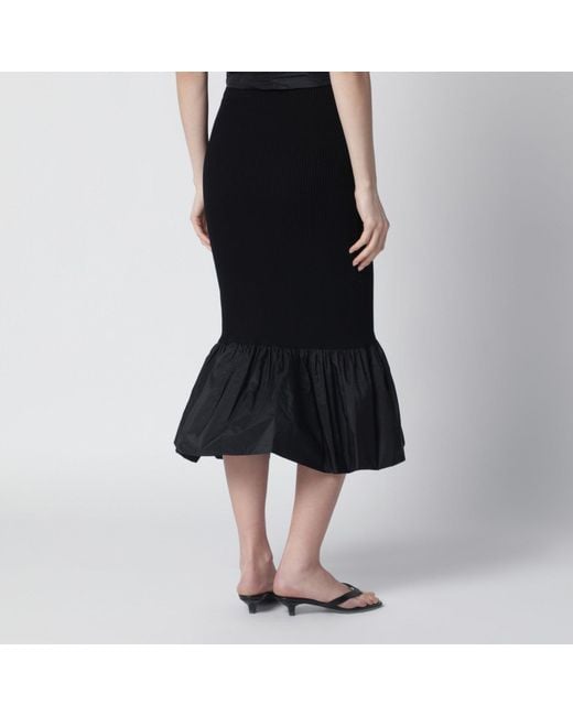 Patou Black Skirt With Faille Ruffle Hem