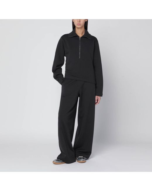 Lemaire Black Wide Wool-Blend Trousers