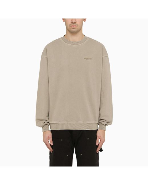 Represent Natural Mushroom Cotton Crewneck Sweatshirt for men