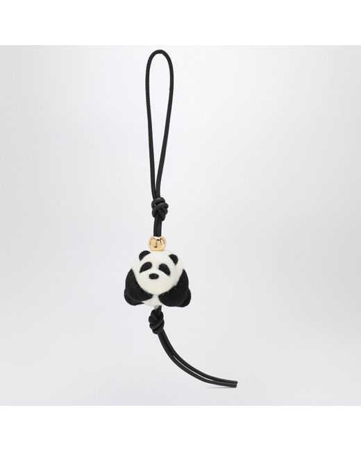 Loewe Black Panda Pendant In Felt And Leather