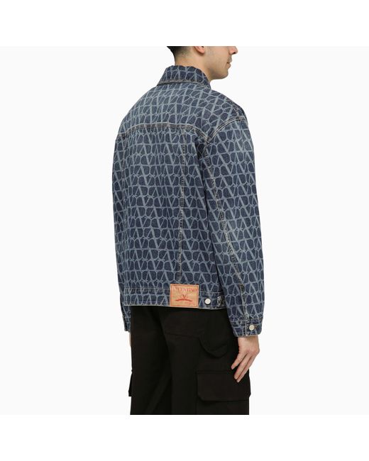 Valentino Blue Denim Jacket With Toile Iconographe Motif for men