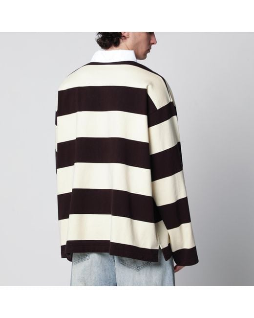 Balenciaga Blue Striped Jersey Polo Shirt for men