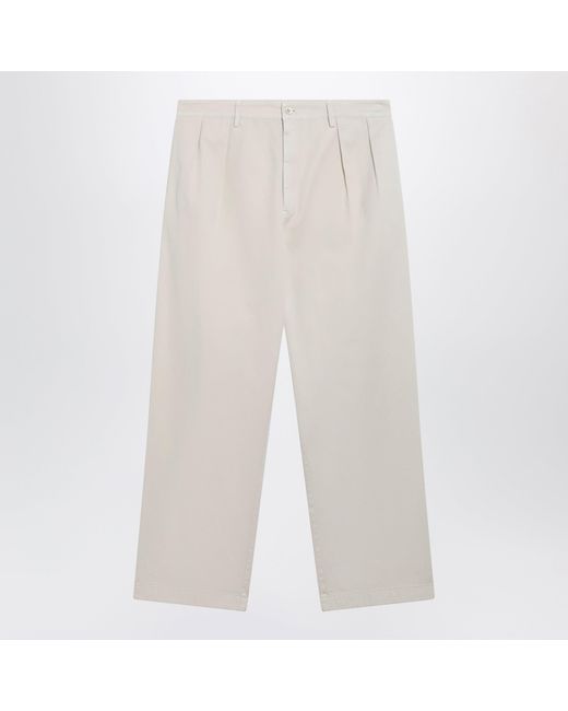 Prada White Sand-Colored Cotton Trousers for men