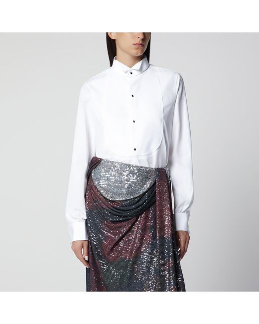 Maison Margiela White Long-Sleeve Cotton Poplin Shirt