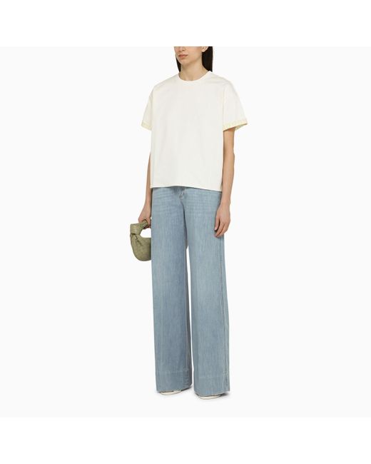 Bottega Veneta White Cotton Crew-neck T-shirt With Embroidery