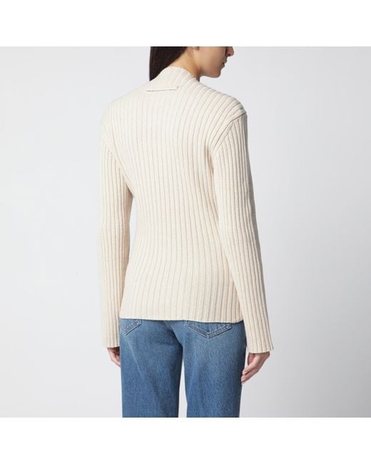 Victoria Beckham Natural Ribbed Sweater