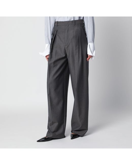 Bottega Veneta Gray Mélange Pinstripe Trousers