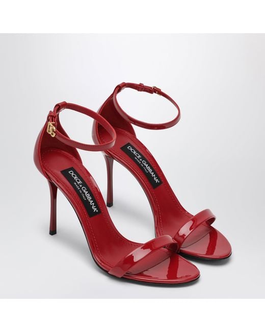 Dolce & Gabbana Red Patent Leather High-Heeled Sandals