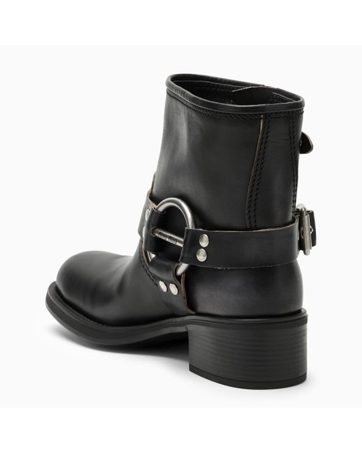 Miu Miu Black Vintage-effect Leather Ankle Boot