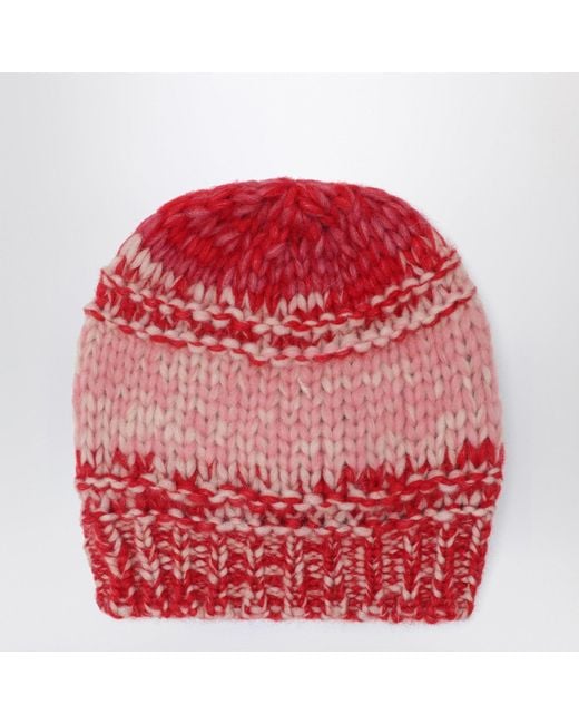 Roberto Collina Red Mouliné Effect Beanie