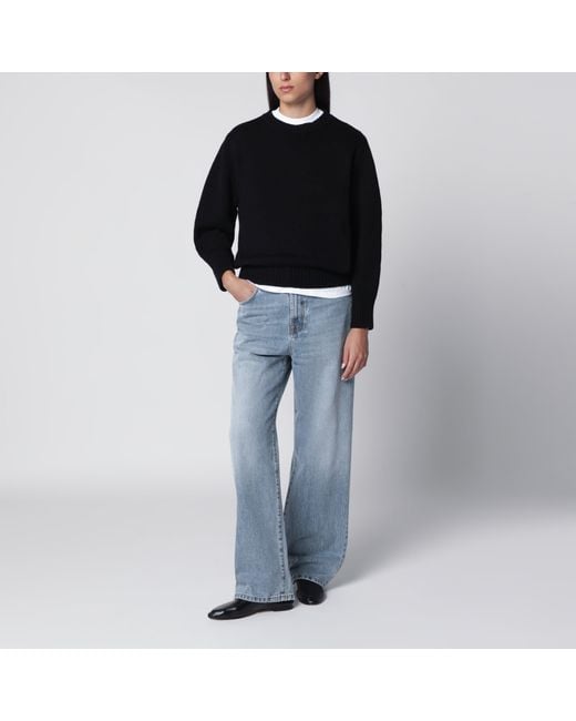 Totême Black Oversized Crewneck Sweater