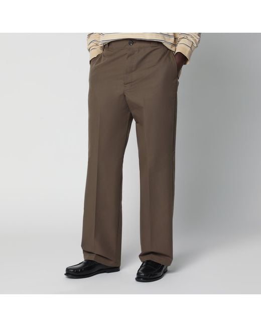 Prada Brown Technical Canvas Trousers for men