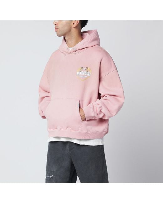 Represent Pink Washed-Effect Hoodie for men
