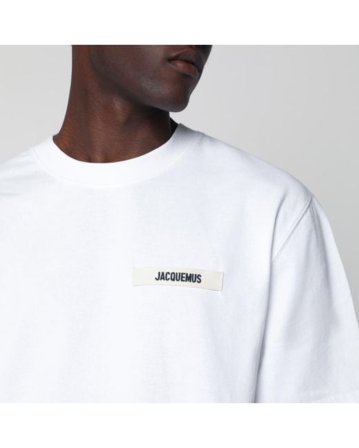 Jacquemus White T-Shirt With Grosgrain Logo for men