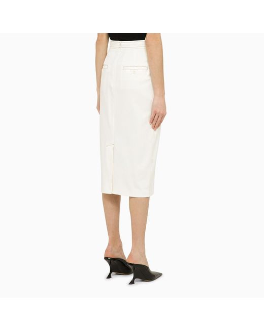 Max Mara White Cotton Midi Skirt