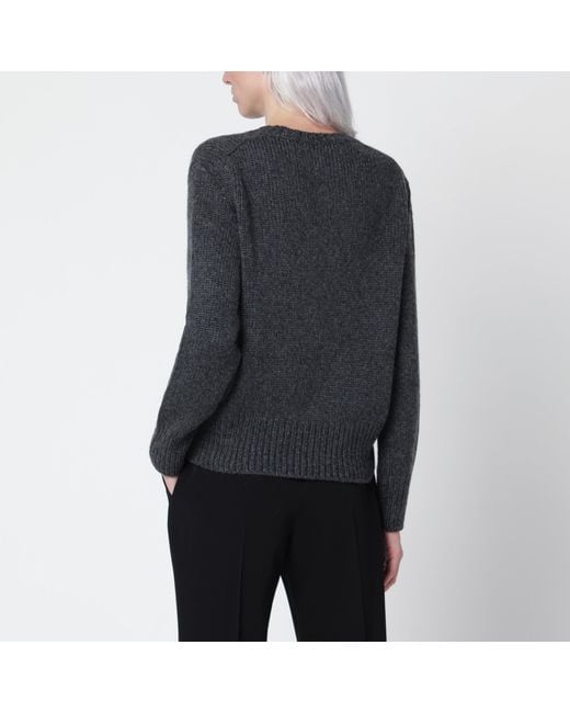 The Row Black Pato Charcoal Melange Cashmere Sweater