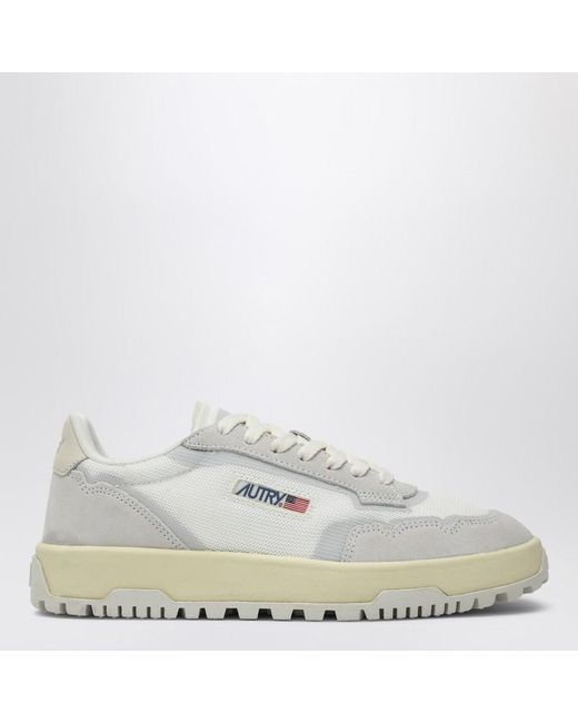 Autry White /grey Leather And Mesh Low Clc Trainer