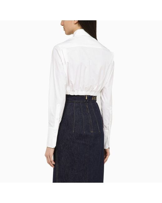 Patou White Cropped Shirt With Bow