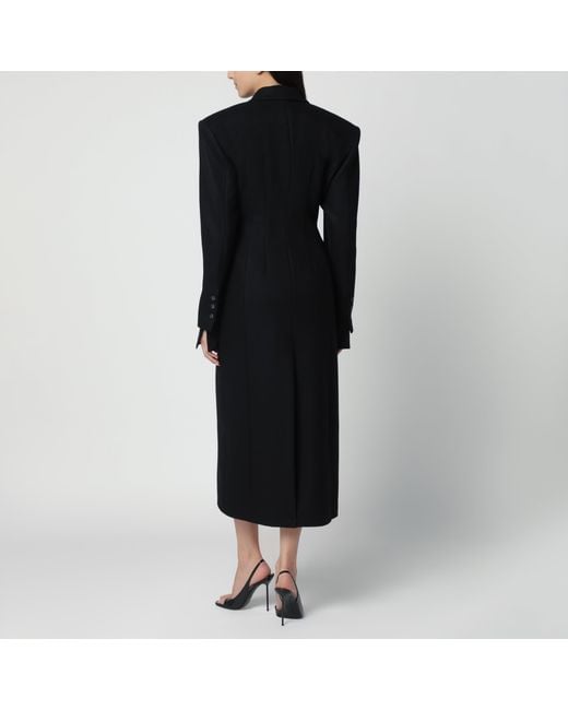 ANDAMANE Black Single-Breasted Coat With Structured Shoulders