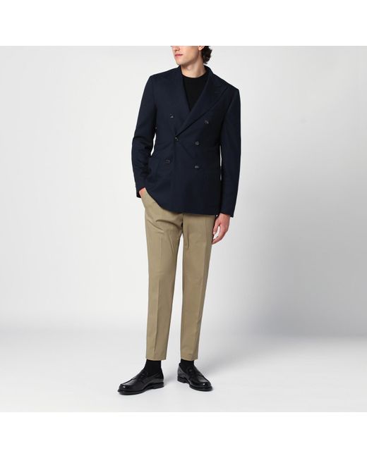 Santaniello Blue Checked Double Breasted Jacket for men