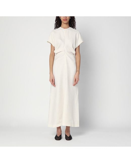 Totême  White Cream-colored Dress In Fluid Satin