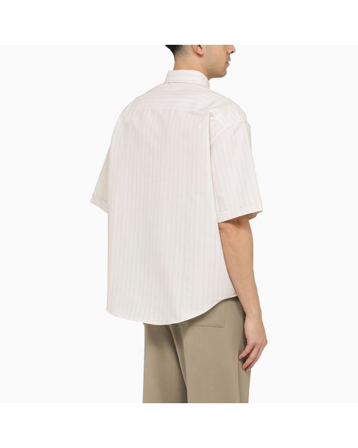 AMI White Striped Ami De Coeur Button-Down Shirt for men