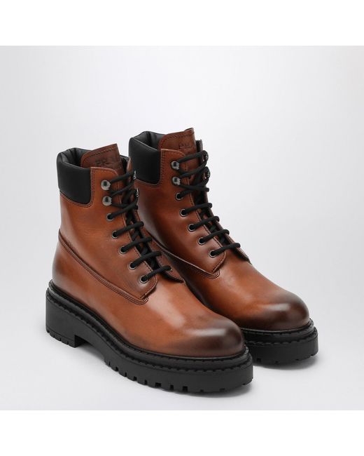 Prada Brown Leather And Re-Nylon Booties