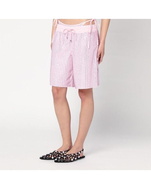 VENUJA Pink Rosa Bermuda Mit Kristallen