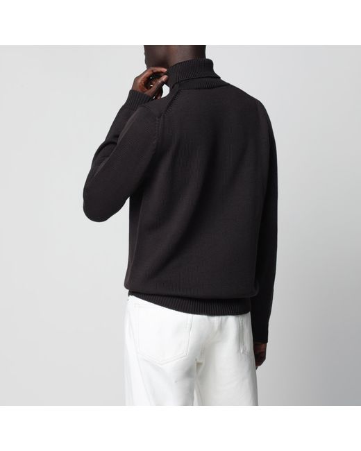 Roberto Collina Black Wool Turtleneck Sweater for men