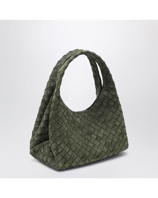 Bottega Veneta Green Dark Intrecciato Suede Small Campana Bag